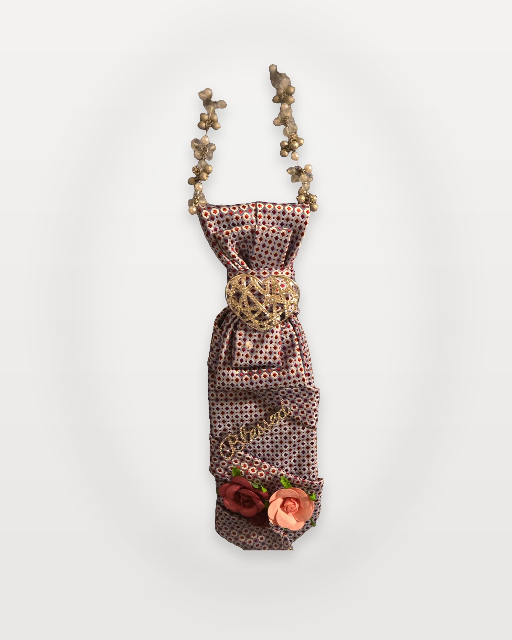 Hand-finished red plaid upcycled tie necklace — Re-Tied by M.W. Designs.